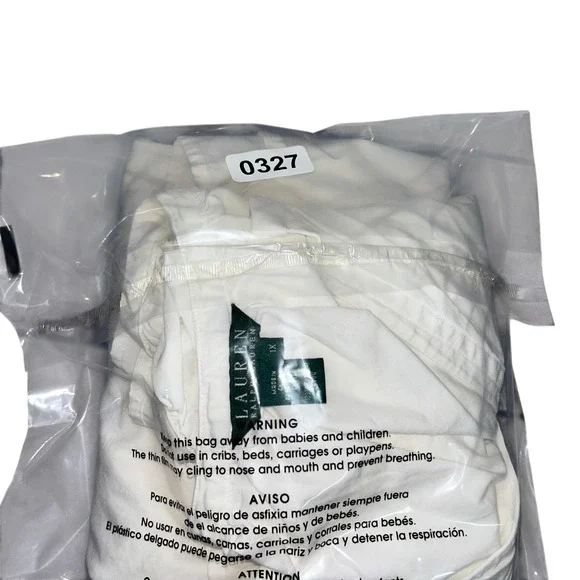 Lauren Ralph Lauren 1X White Cotton V Neck 3/4 Sleeve Peasant Top Blouse - Picture 9 of 9